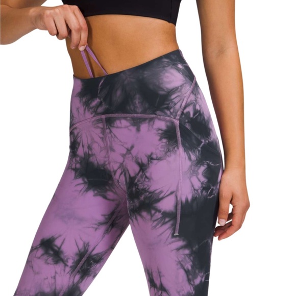 EUC Lululemon Power Thru High Rise Tight 25" Over Tie Dye Purple Grey Sz 4 Pants - Picture 9 of 16